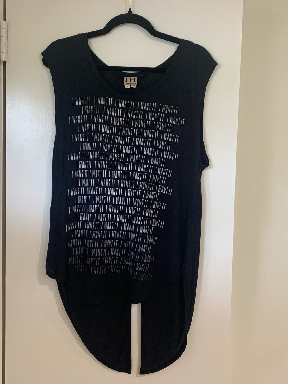 Haute Hippie "I Want It" Slit Back High Low Muscle Tee Athletic Size Small
